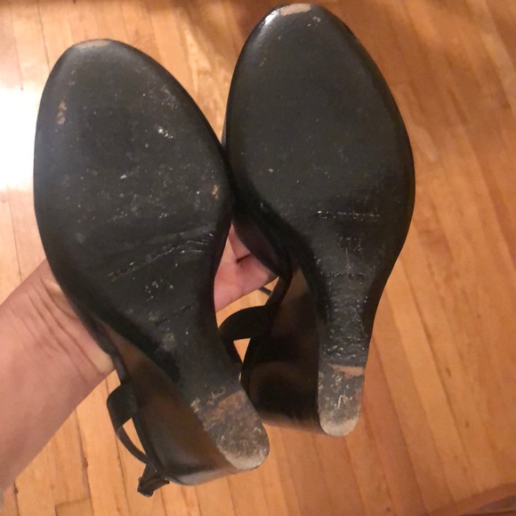 Balenciaga | Black Leather Peep Toe Wedges | EU size 37.5 - Picture 6 of 6